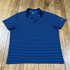 Nike Golf‎ Dri-FIT Standard Fit Striped Polo Shirt Men's XXL Blue